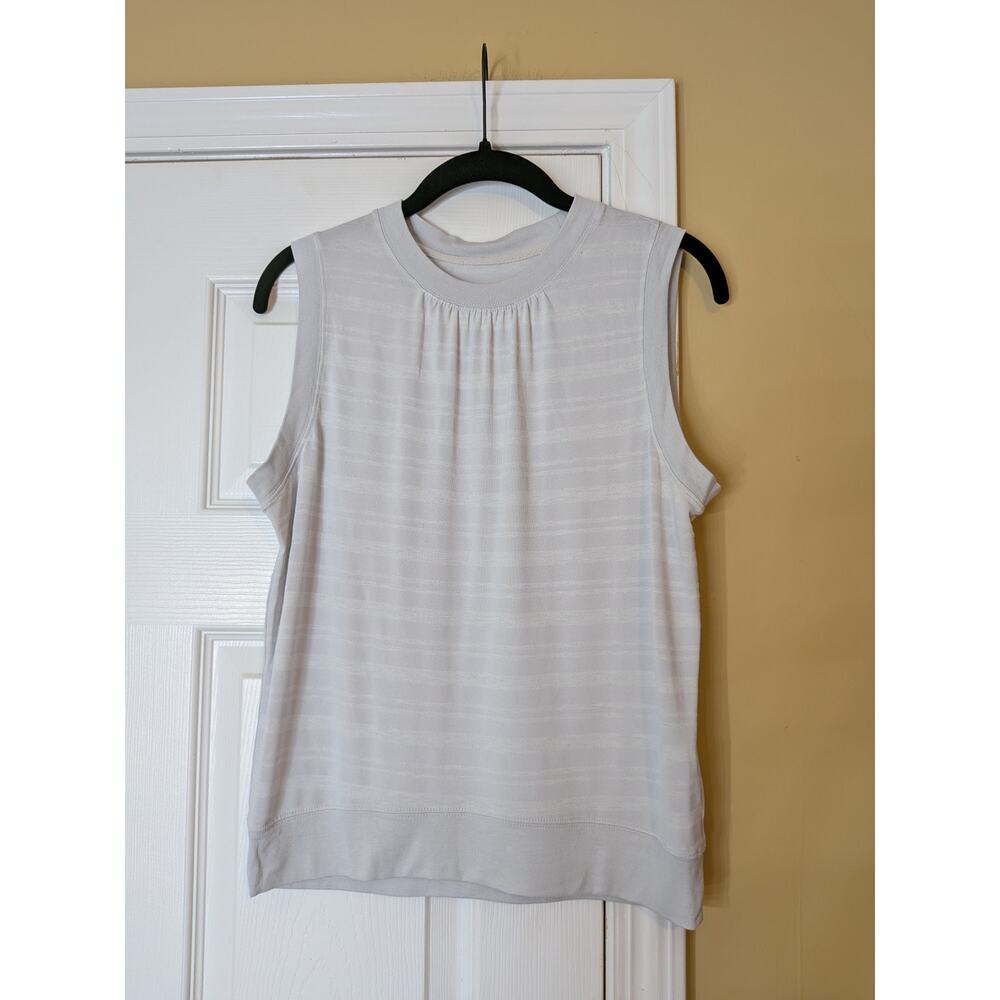 Billy Reid Sleeveless Knit Top Size XS Quiet Luxury Grey Striped Ribbed Tank
